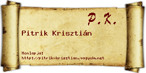 Pitrik Krisztián névjegykártya