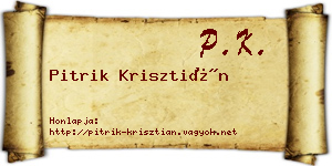 Pitrik Krisztián névjegykártya